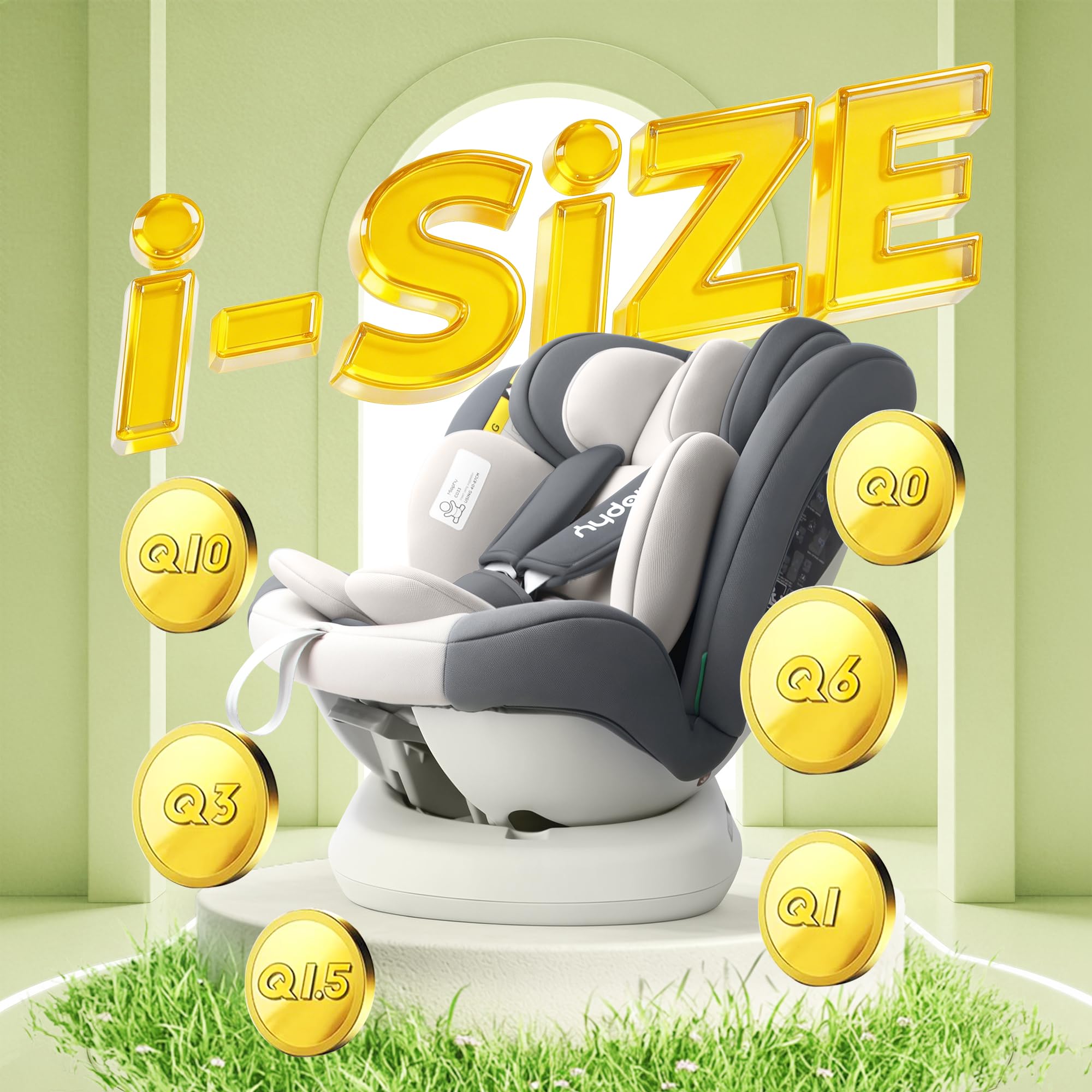 I-Size 360°drehbar Kindersitz, Gruppe 0+1/2/3, 0-12 Jahre, 40-150 cm, Baby Autositz mit isofix, ECE R129/04