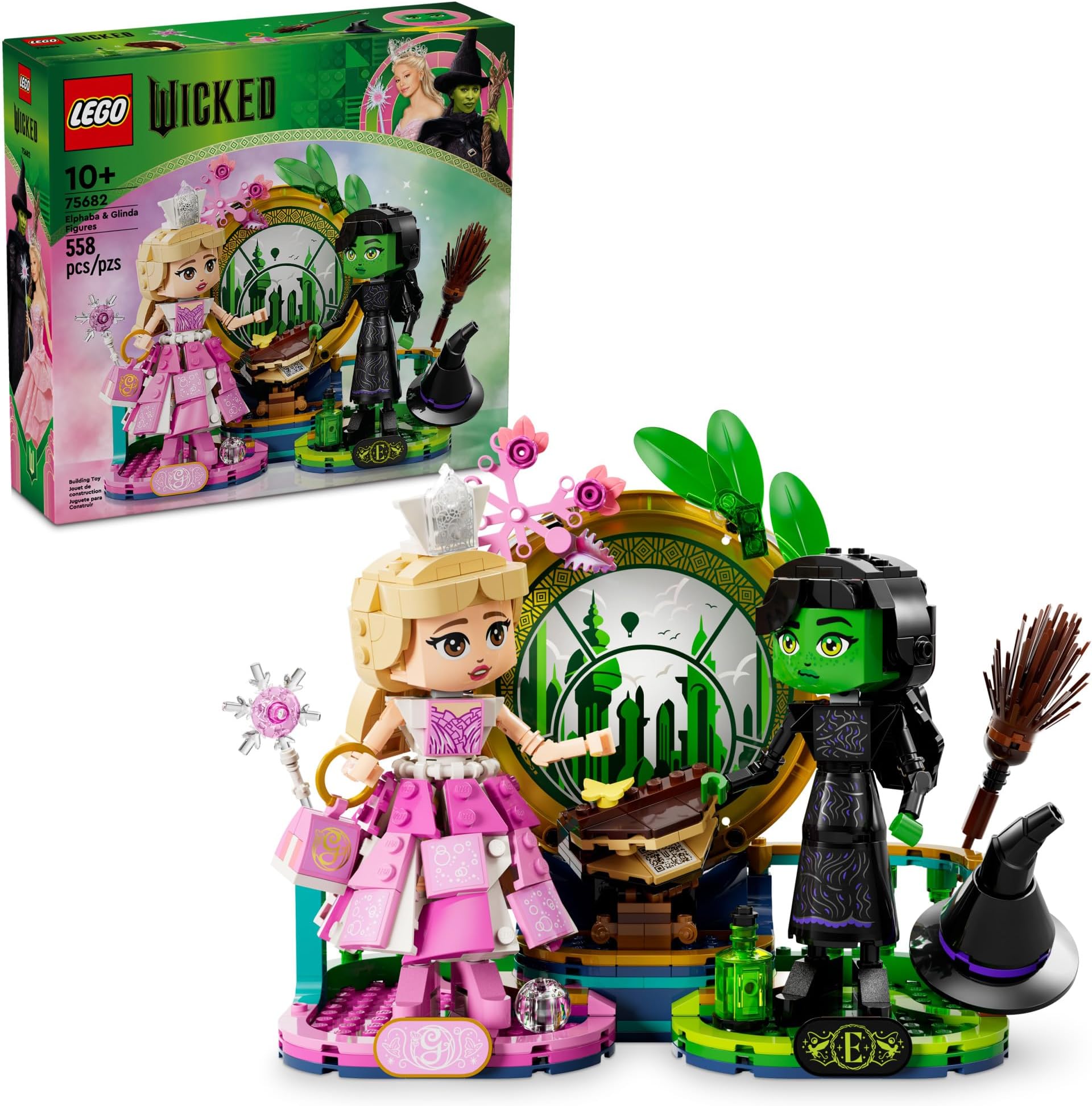 LEGO Wicked Elphaba & Glinda Figures Building Toy - Wicked Toys for Kids, Girls & Boys, Age 10+ - Buildable Wicked Dolls - Gifts for Christmas - 75682
