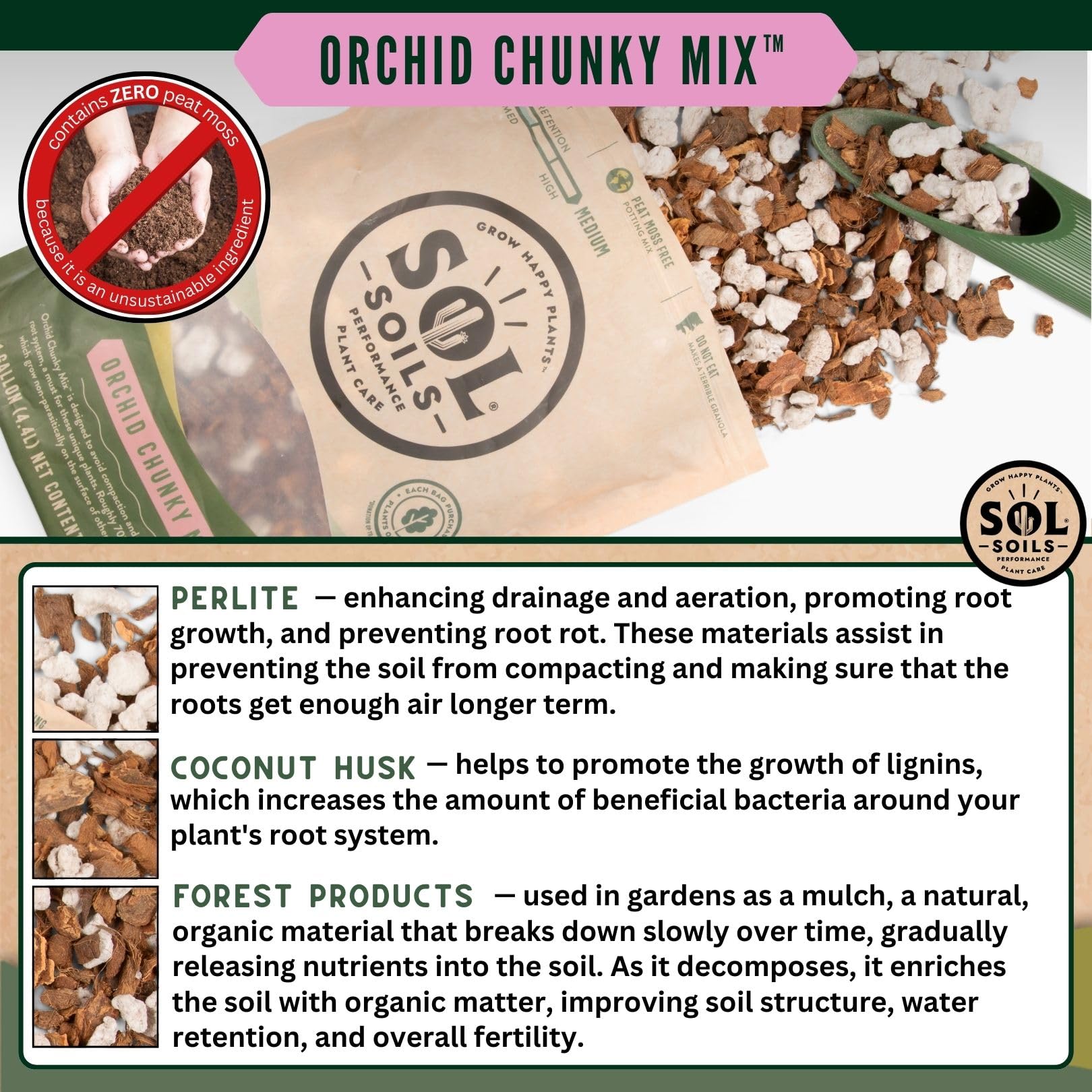 Sol Soils Mélange épais orchidée (2 litres)