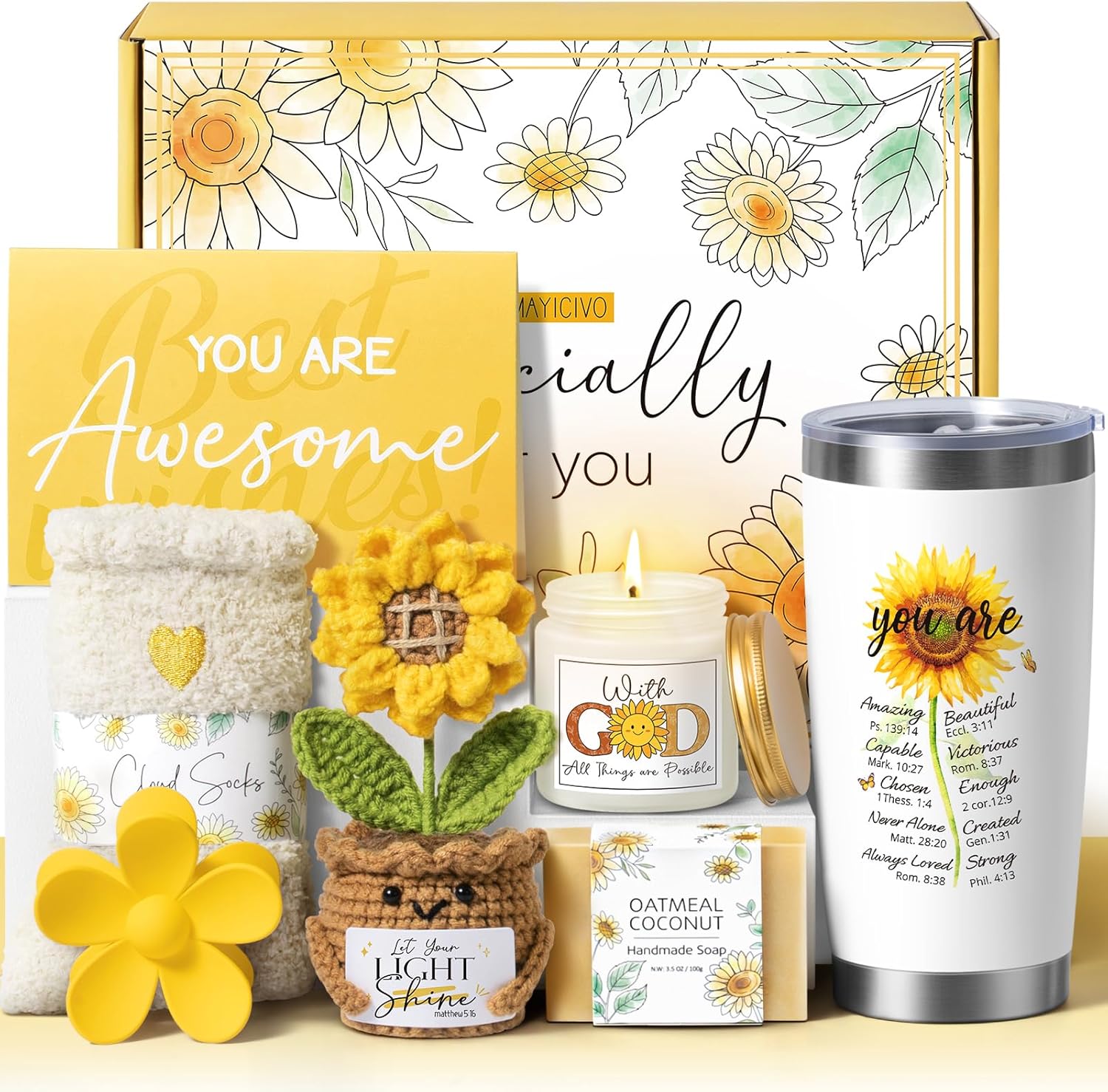 Christian Gifts for Women Faith, Religious Inspirational Gifts for Catholic Women, Sunflower Spiritual Faith Based Gift Valentine's Day Birthday Gift for Women Wife Girlfriend Her Mom Grandma Coworker