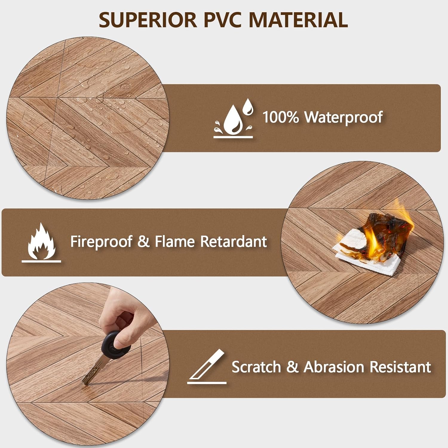 Peel and Stick Floor Tile, 30-Pack 12" x 12" Herringbone Wood Look Waterproof Self-Adhesive Vinyl Flooring, Easy DIY for Bedroom, Kitchen, Living Room, RV, Cover 30 Sq. Brown