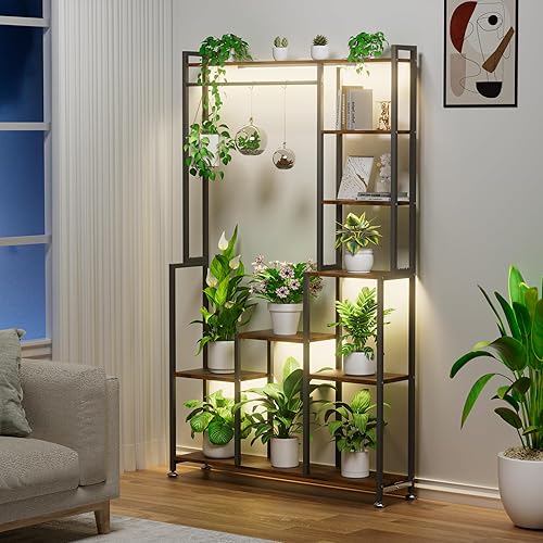 Miniatura 3 de CODACE Soporte para Plantas de Interior con Luz de Crecimiento - Estante para Plantas de 71 Pulgadas de Alto, Soporte de Metal Grande para Plantas