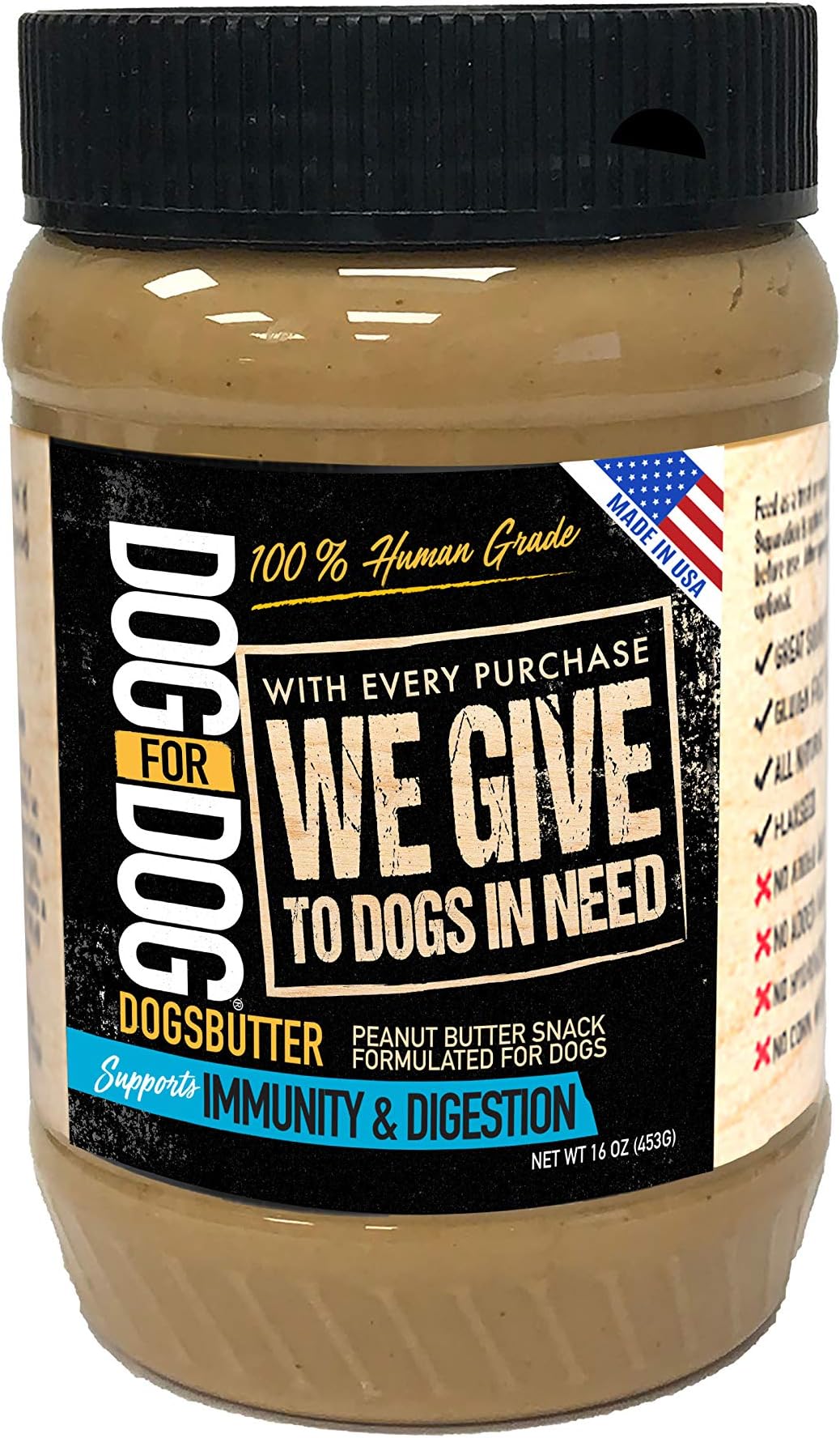 DOG for DOG Peanut Butter for Dogs with Immunity and Digestion Formula, 16-Ounce