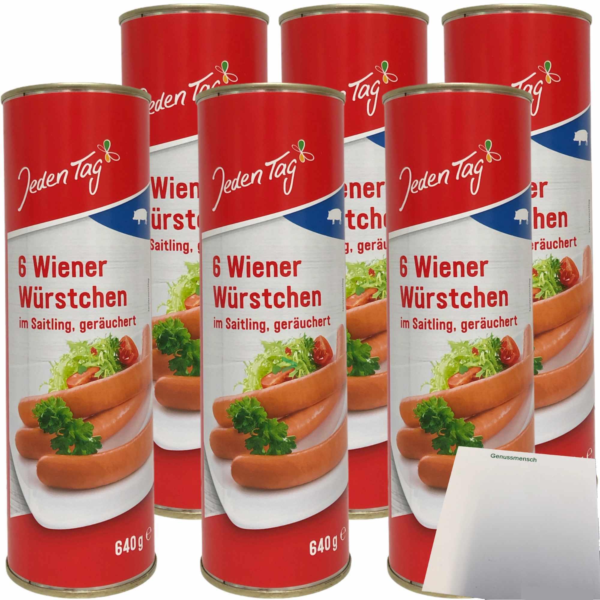 Jeden Tag Wiener Würstchen im Saitling geräuchert 6er Pack (36x50g) + usy Block