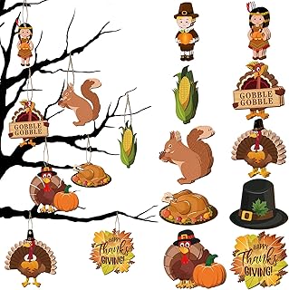 30 Pieces Fall Thanksgiving Wooden Ornaments Thanksgiving Pumpkin Cutouts Fall Mix Colorful Cutouts Turkey Maple Leaves Ac...