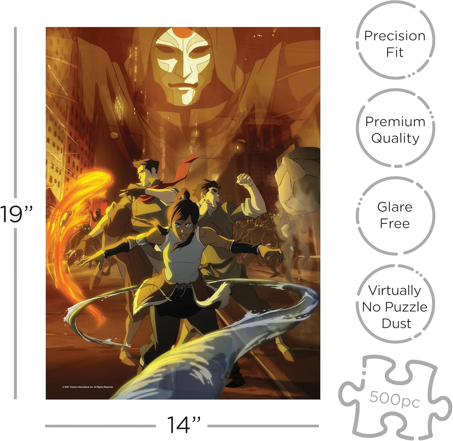AQUARIUS Legend of Korra (500 Piece Jigsaw Puzzle) - Glare Free - Precision Fit - Officially Licensed Legend of Korra Merchandise & Collectibles - 14x19 Inches