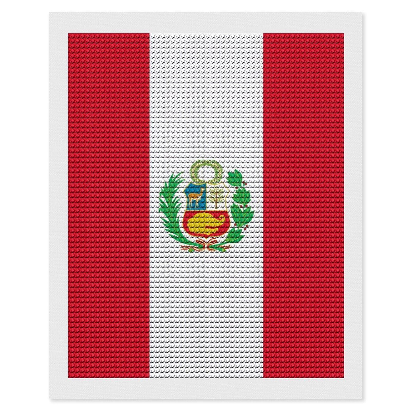 Nclqvjxzkhw Style Peru Flag Diamond Art Painting For Adult Round Diamonds Pictures Arts Crafts Home Wall Decor 16"X20"