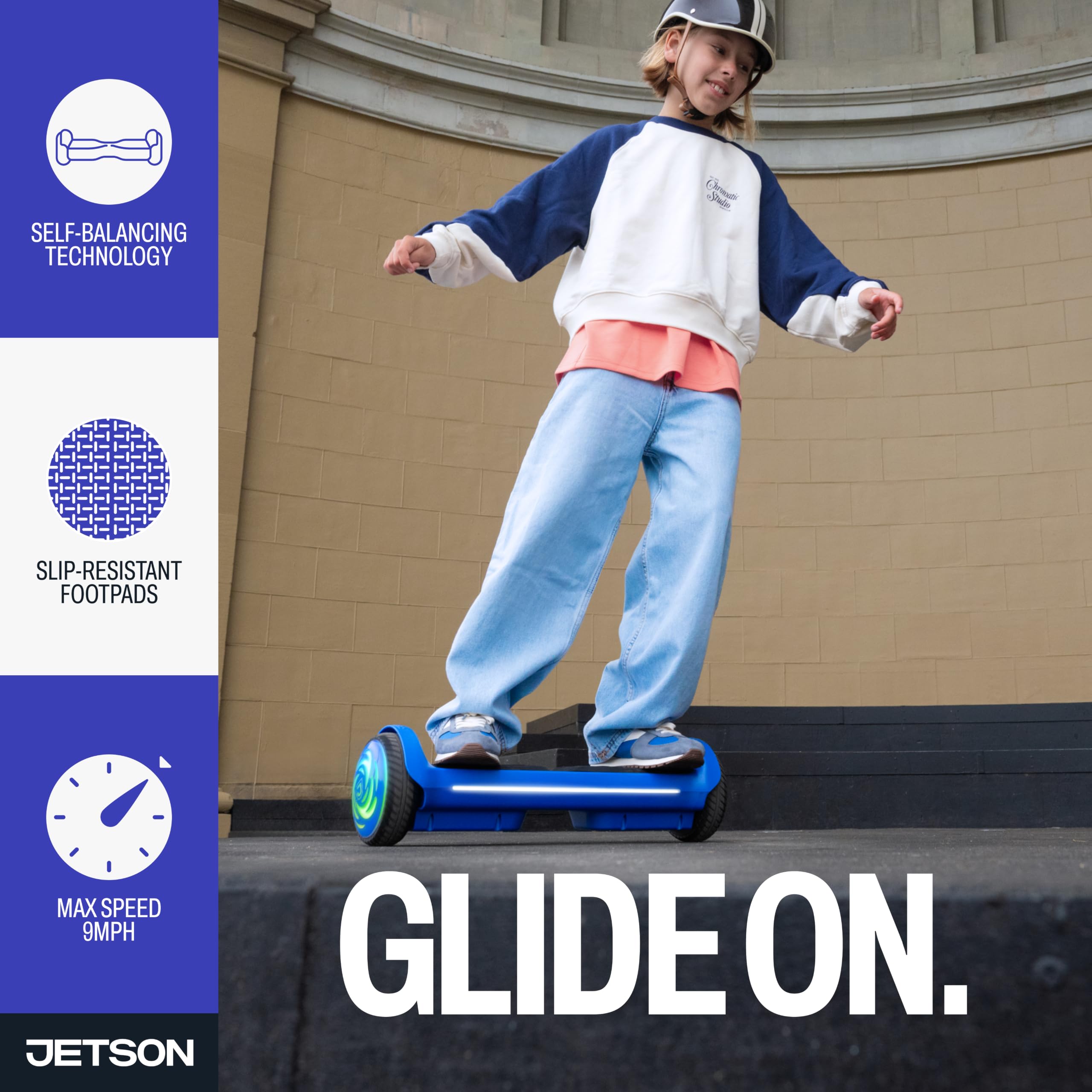 Jetson Axis Gravity Board - Pedana elettrica autobilanciante per bambini con ruote luminose a LED, altoparlante Bluetooth integrato, potenza motore 300 Watt, fino a 9 MPH