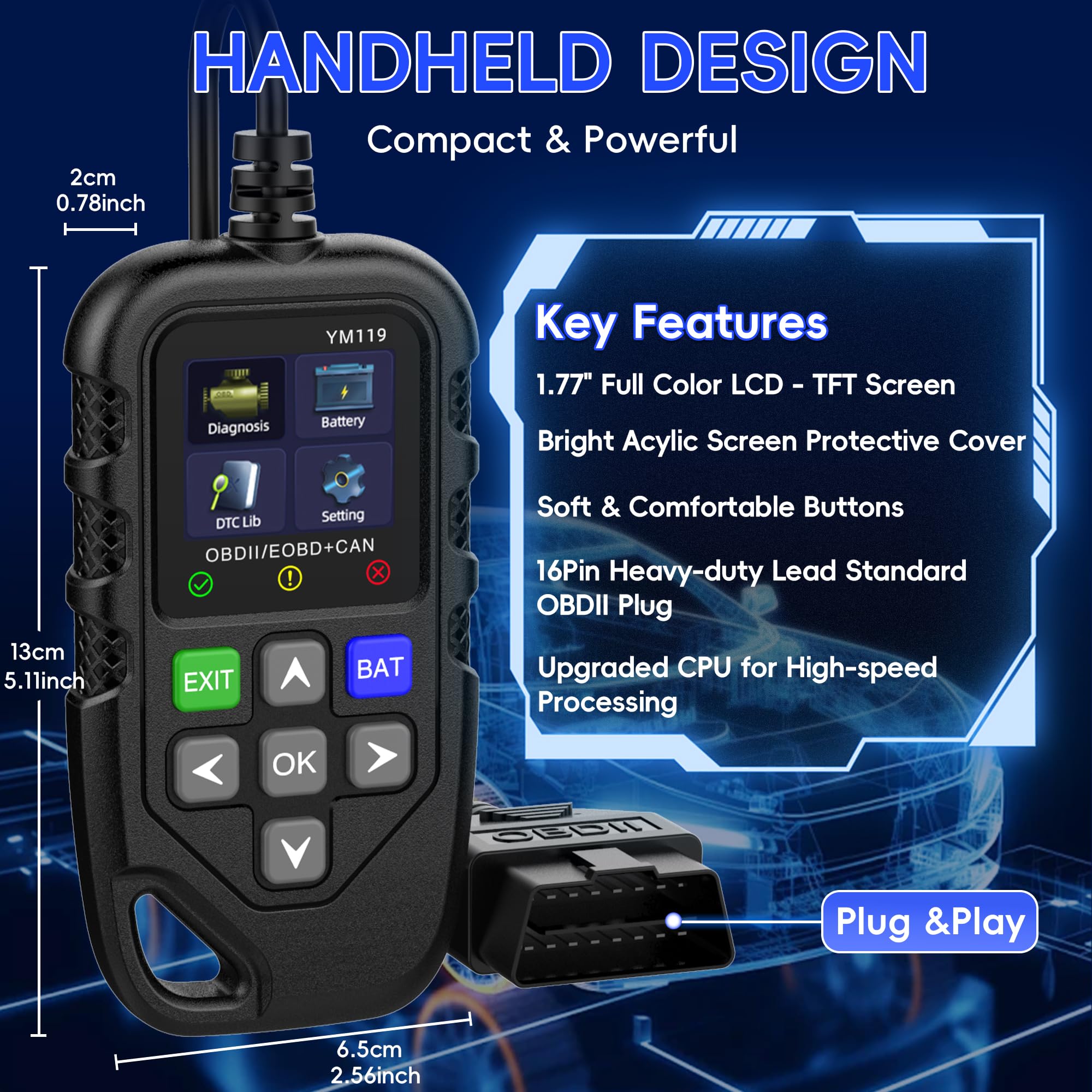 Strumento di Lettura del codice diagnostico Meccanico Professionale OBD2, Dati in Tempo Reale, Spia Controllo Motore, Strumenti scansione for Auto