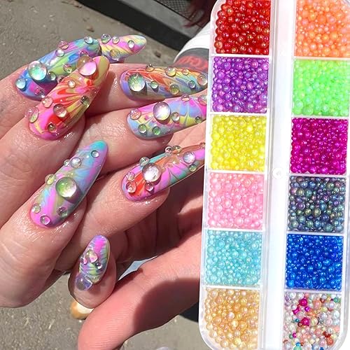 BELICEY Kit de diamantes de imitación para arte de uñas, 1680 piezas de diamantes de imitación mágicos de tamaño mixto, cuentas para decoración de