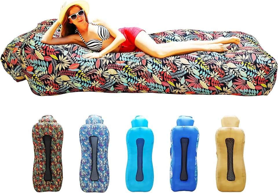 Sofá inflável, espreguiçadeira inflável | Sofá inflável sem bomba | Design ergonômico, poltronas de ar ao ar livre para acampamento, parque e praia, atualize seus acessórios de acampamento