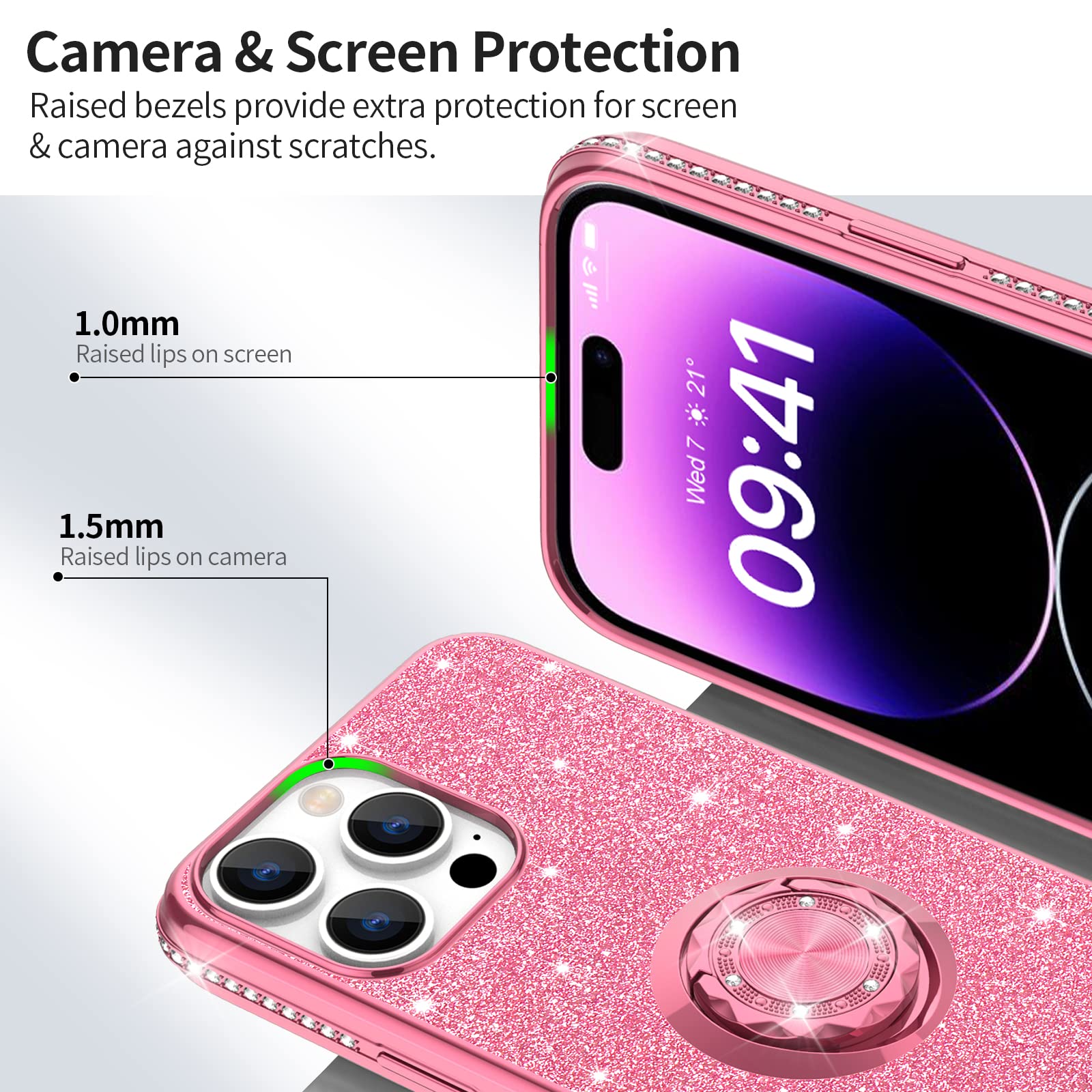 Amazon.co.jp: OCYCLONE iPhone 14 Pro 用 ケース リング付き 女性