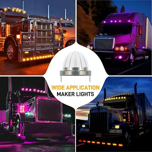 Miniatura 4 de 2 luces direccionales ámbar de doble revolución y marcador a púrpura auxiliares 17 luces LED sandía, lente transparente y bisel de acero inoxidable
