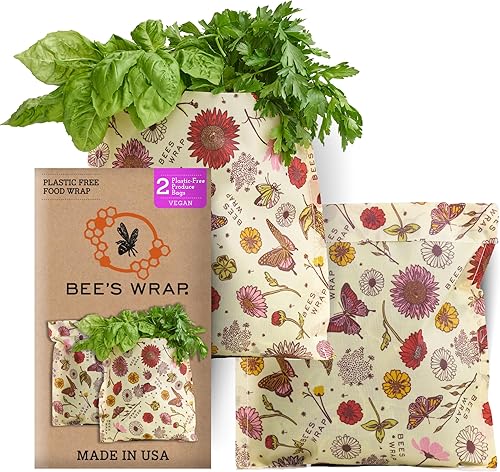 Bee's Wrap - Bolsa reutilizable para productos - Fabricado en los Estados Unidos con algodón orgánico certificado - Sin plástico y silicona -