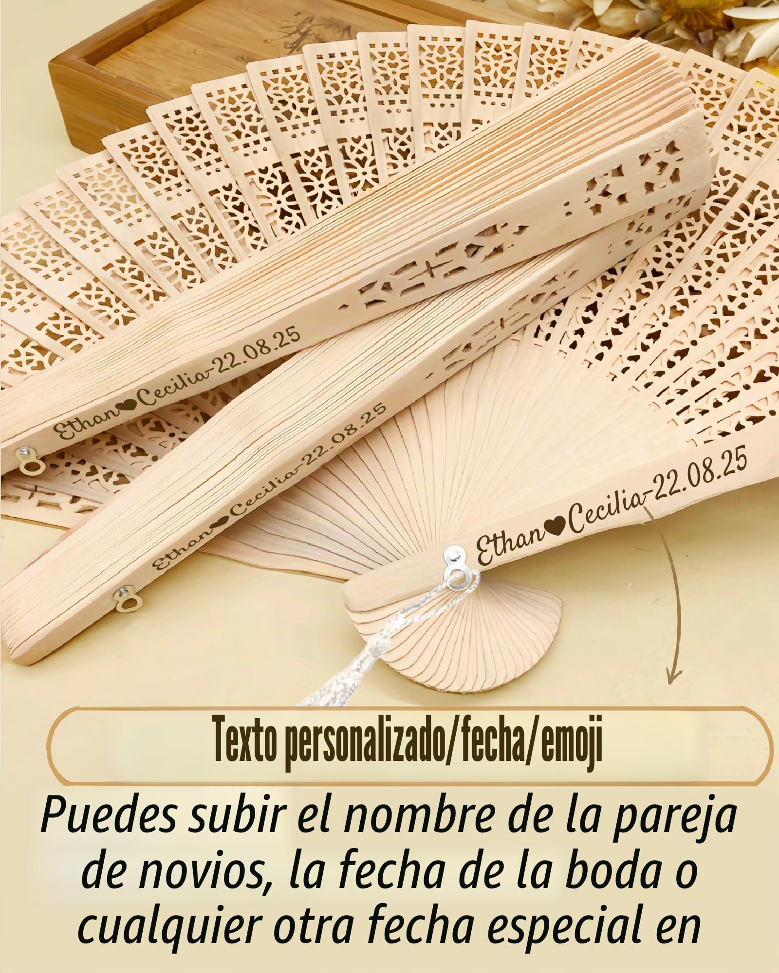 30 Piezas Abanicos Personalizados de Madera para Bodas Abanicos Boda para Invitados Abanico de Madera Personalizados para Bodas, Fiestas y Decoraciones (30)