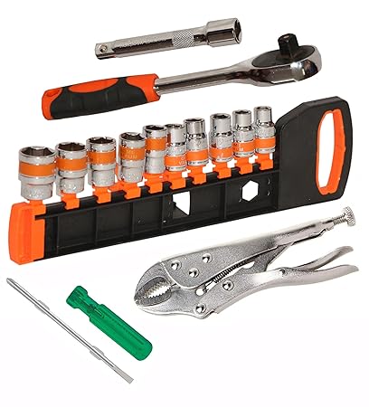 Digital Craft Car Repair Tool Ratchet Wrench and Extension Bar Tool CR-V Socket Set 12pcs 1/2 Inch Ratchet Socket Set,6Inch 2 In 1 Screw Driver,10