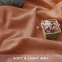 Vista 357 de Orange Linen Curtains 72 Inch Length for Living Room 2 Panels Set Back Tab Loop Pocket Semi Sheer Copper Brown Burnt Orange Curtains for Bedroom