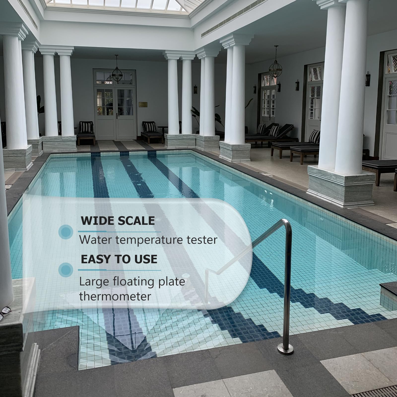 Luxshiny Großes Schwimmendes Poolthermometer mit Edelstahl und Kunststoffgehäuse Genaue Temperaturanzeige für Aquarium und Indoor Anwendung Blaues Badebadewannen Schwimmthermometer