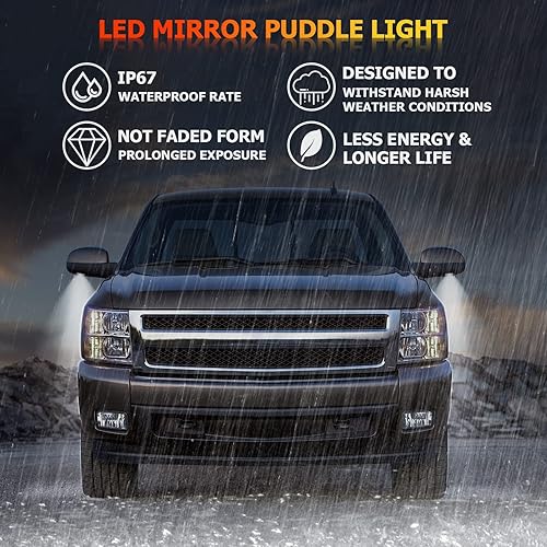 Miniatura 7 de Lámpara de luz LED para espejo lateral para GMC Sierra  Chevy Silverado 1500 1500HD 2500HD 3500HD Classic, GMC YukonYukon XL, Chevy