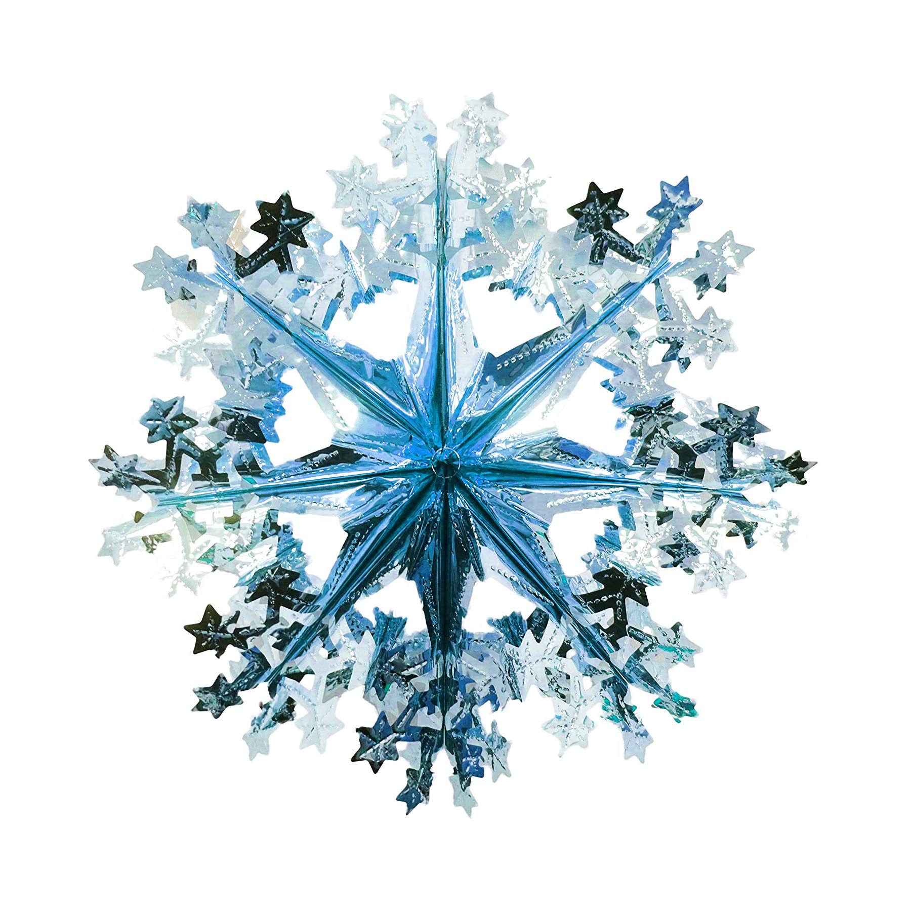 Disney White/Blue Snow Christmas Foil Ceiling Decorations - 40Cm 3D Snowflake