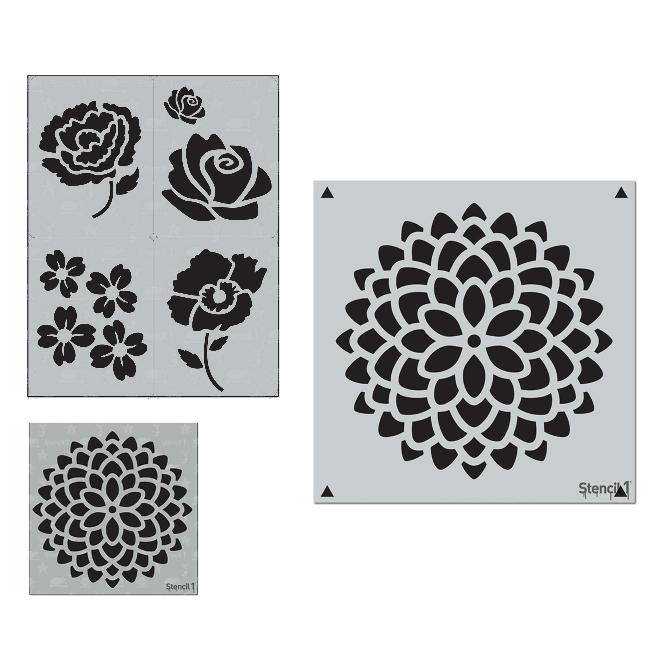 Pochoirs motif floral Stencil1 en Mylar découpé au laser pour peinture et DIY