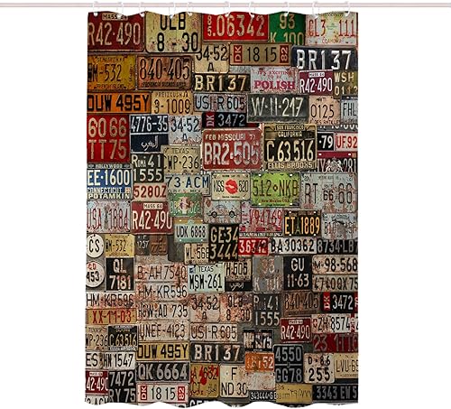 Cortina de ducha con diseño retro de camión americano, para garaje, tela con temática de granja de campo, para hombres y niños, juego de decoración