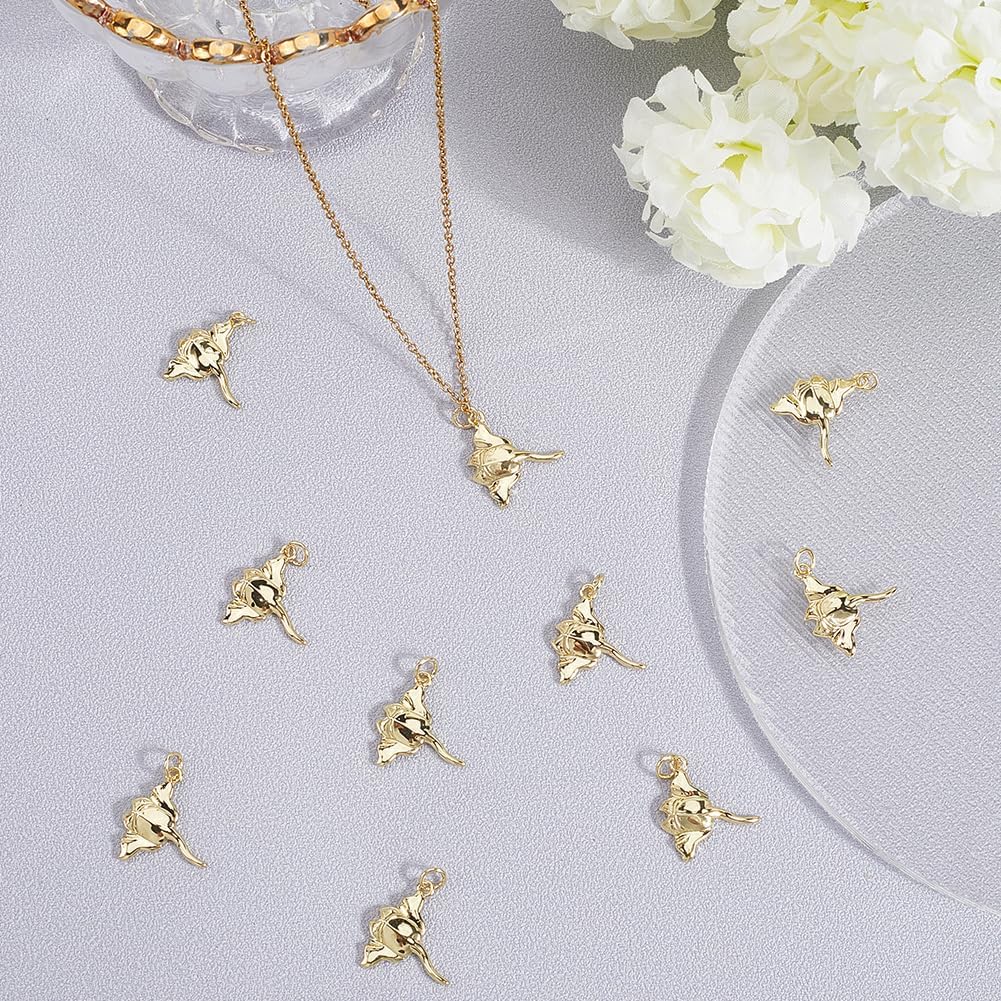 Beebeecraft 12Pcs Manta Ray Charms 18K Gold Plated Ocean Fish Sea Animal Charms with Jump Ring and Storage Box for Jewelry Making Summer Theme Necklace Bracelet DIY Crafting image 3
