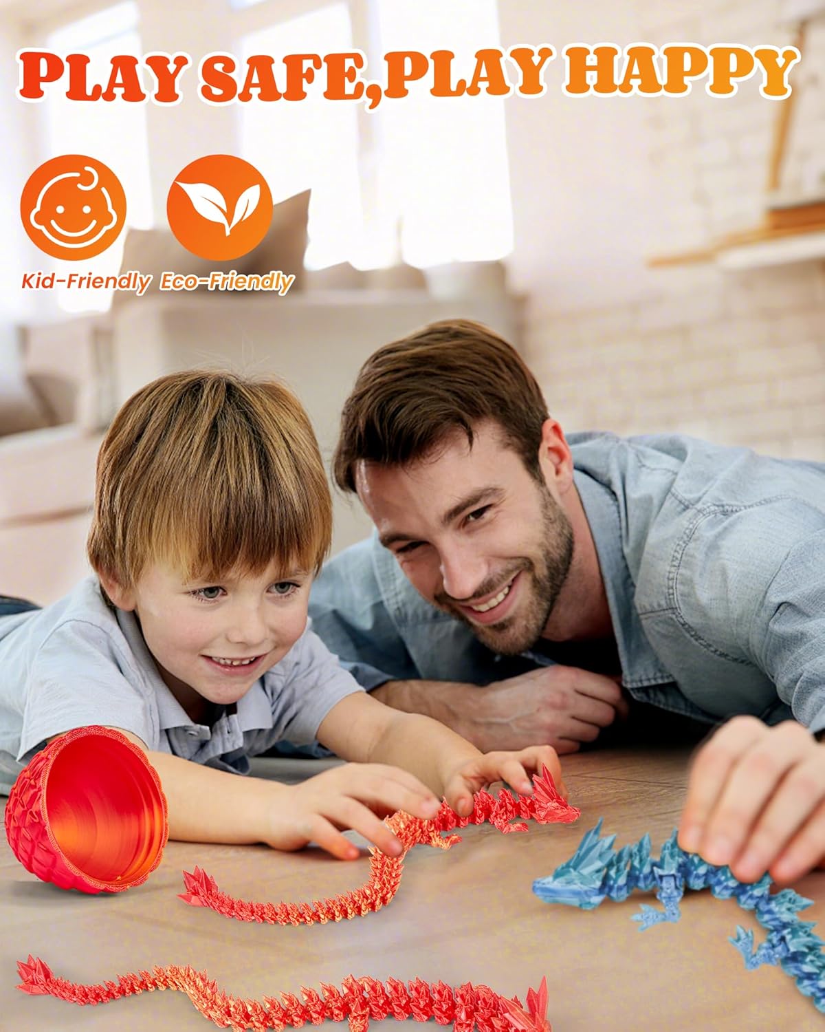 12" 3D Printed Dragon Easter Eggs with Dragon Inside, Prefilled Easter Dragon Egg with Dragon Toy for Basket Stuffers,Articulated Crystal Dragon Fidget Toy, 3D Printed Easter Gifts for Kids 6-8 - Image 3