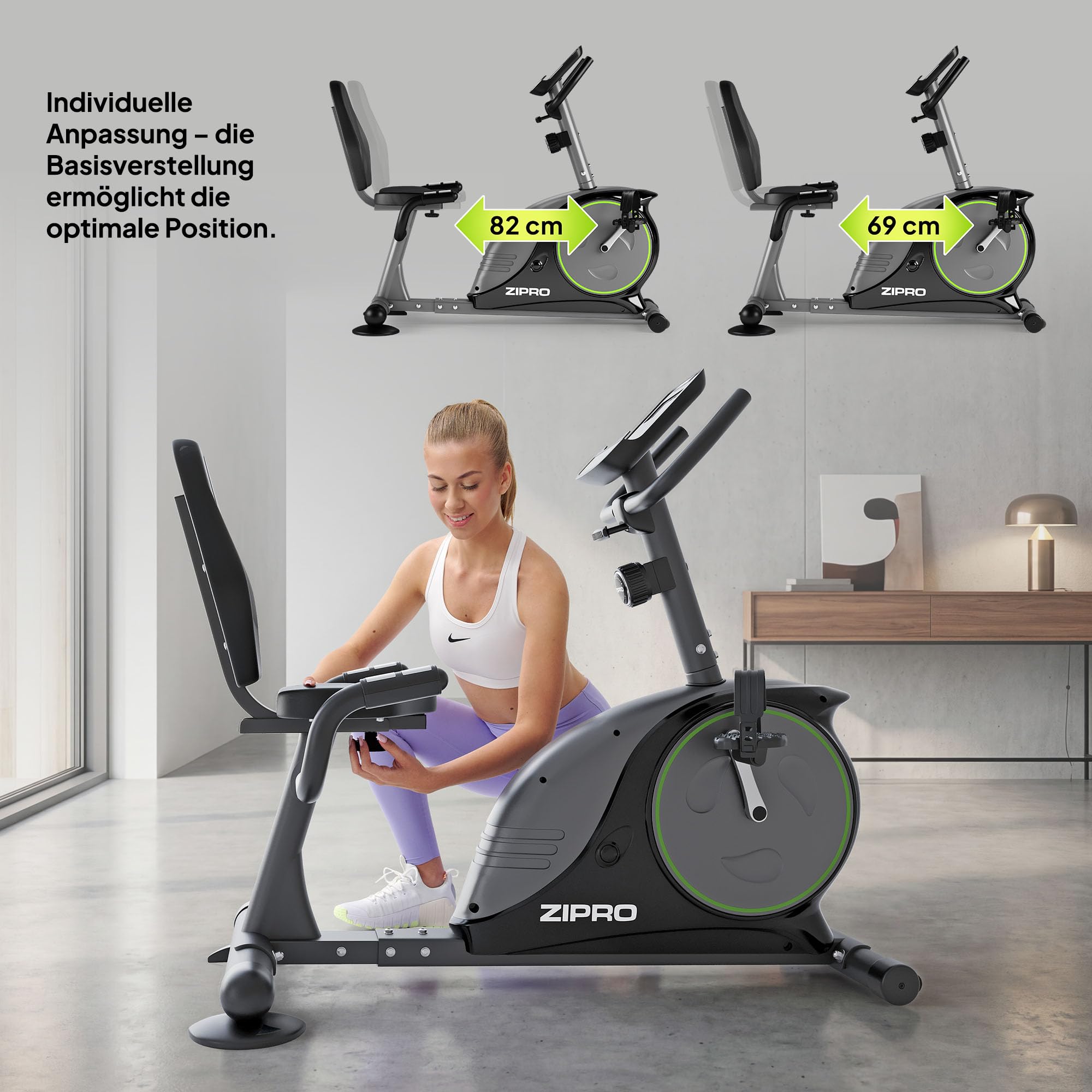 Zipro Heimtrainer Fahrrad Easy, Ergometer Fitnessbikes, Magnetisches Fahrradtrainer, Ergometer Fahrrad bis 150kg, Indoor Bike, Trainingsfahrrad für zuhause, Fahrradergometer Batteriebetrieben