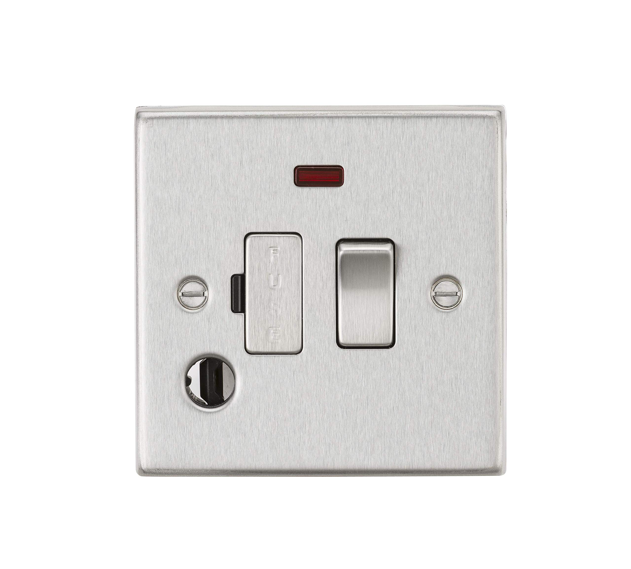 Knightsbridge CS63FBC 13A Switched Fused Spur Unit with Neon & Flex Outlet - Square Edge Brushed Chrome