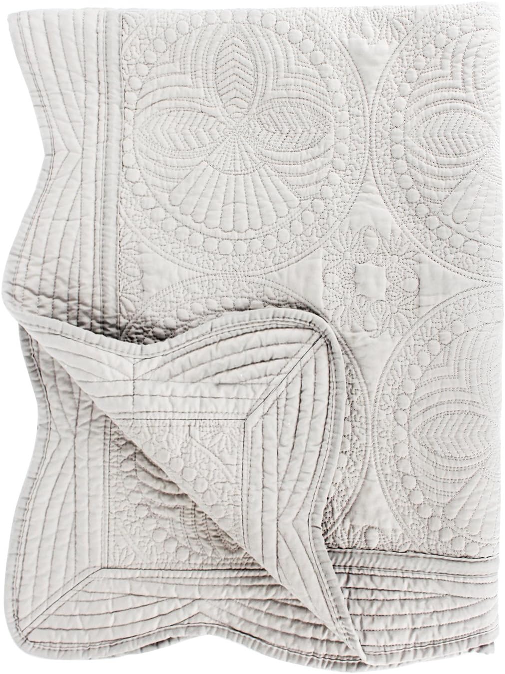 Toddlers and Baby Quilt Lightweight Blanket Embossed Cotton Quilt Four Seasons Scalloped 36"" x 46"" Newborn Baby Boy/Girl Gift (Gray)