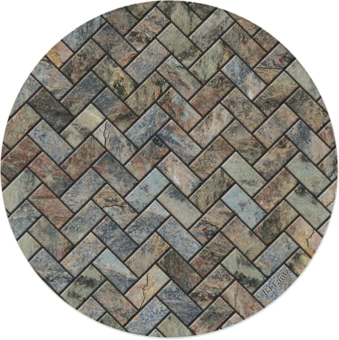 Thirstystone Stone Herringbone Pattern Natural Sandstone Coaster 4 Pack Eco-Friendly, Absorbent, Easily Wipes Clean