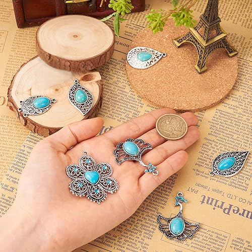 Miniatura 6 de Craftdady Encantos de turquesa sintéticos colgantes de turquesa para la fabricación de joyas