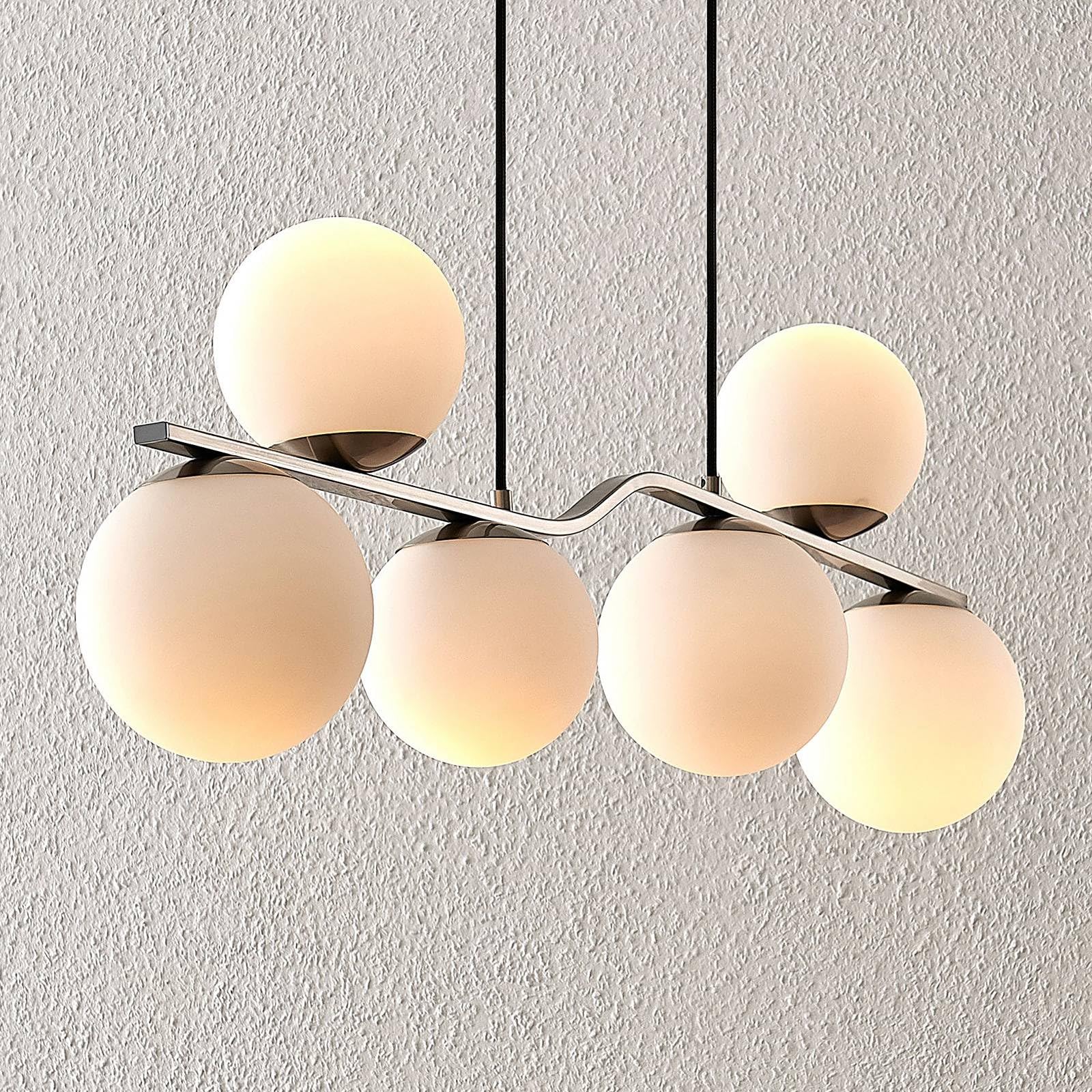 Lindby Lampadario a Sospensione Moderno con 6 Sfere in Vetro, Luci E14 Sospeso Bolle per Cucina Sala da Pranzo Soggiorno Tavolo Ristorante Metallo 110 cm