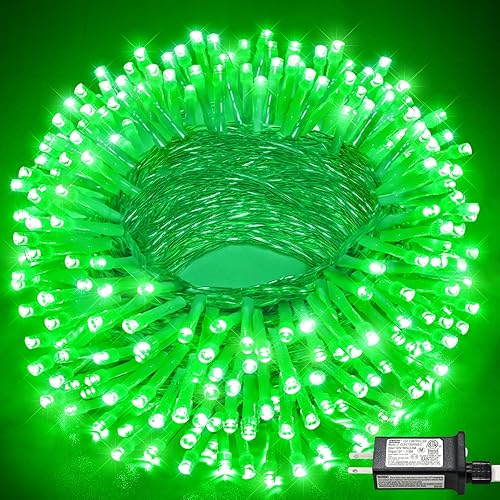 Luces verdes de Navidad de 100 pies para exteriores, 300 luces LED para dormitorio, luces de árbol conectables, enchufables, 8 modos, luces de hadas
