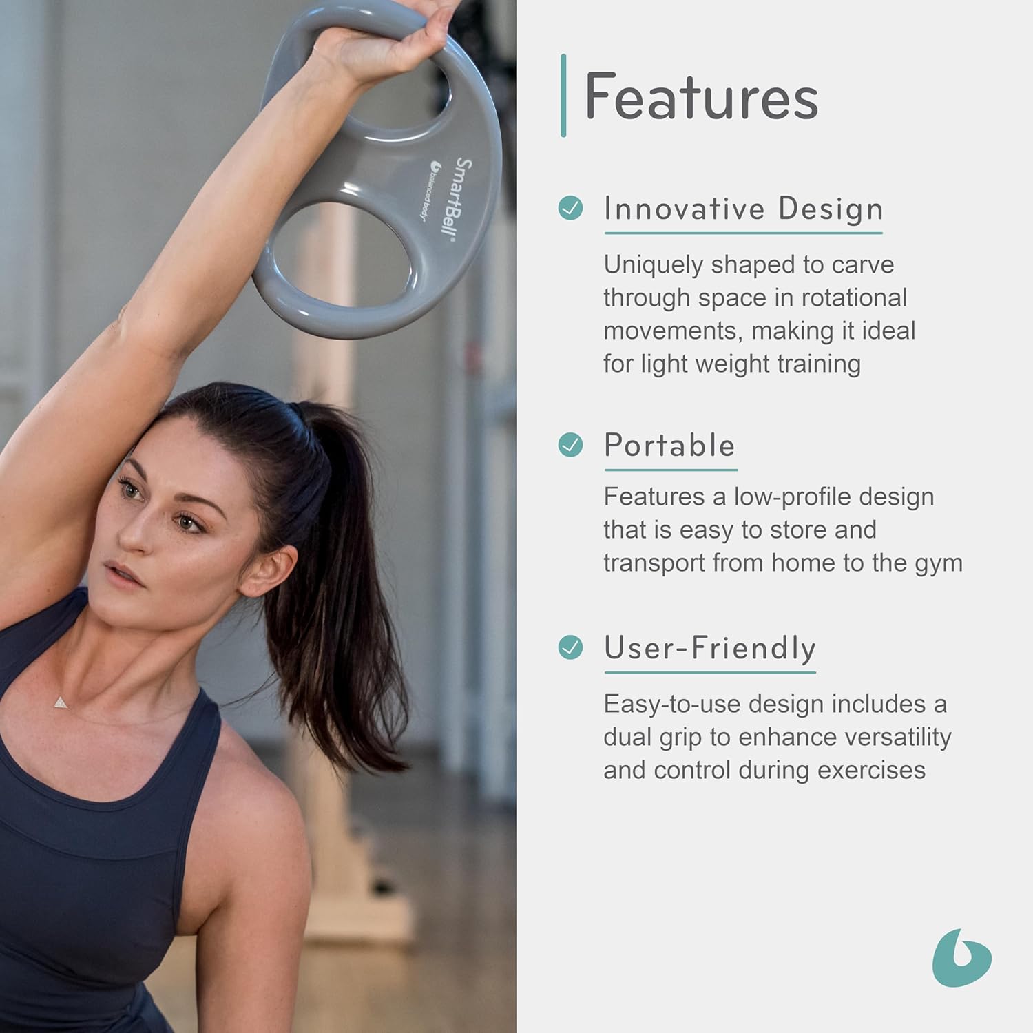 Balanced Body SmartBell Ergonomic Two-Handed Pilates Exercise Weight, Pilates Dumbbell, Exercise Equipment for Home Gym or Pilates Studio Use - Image 4