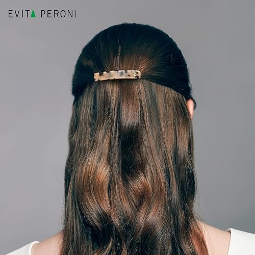 Miniatura 6 de EVITA PERONI Pasadores de pelo pequeños para mujer, pasadores de pelo francés para mujer, cabello grueso, pasadores de pelo de acetato de metal sin