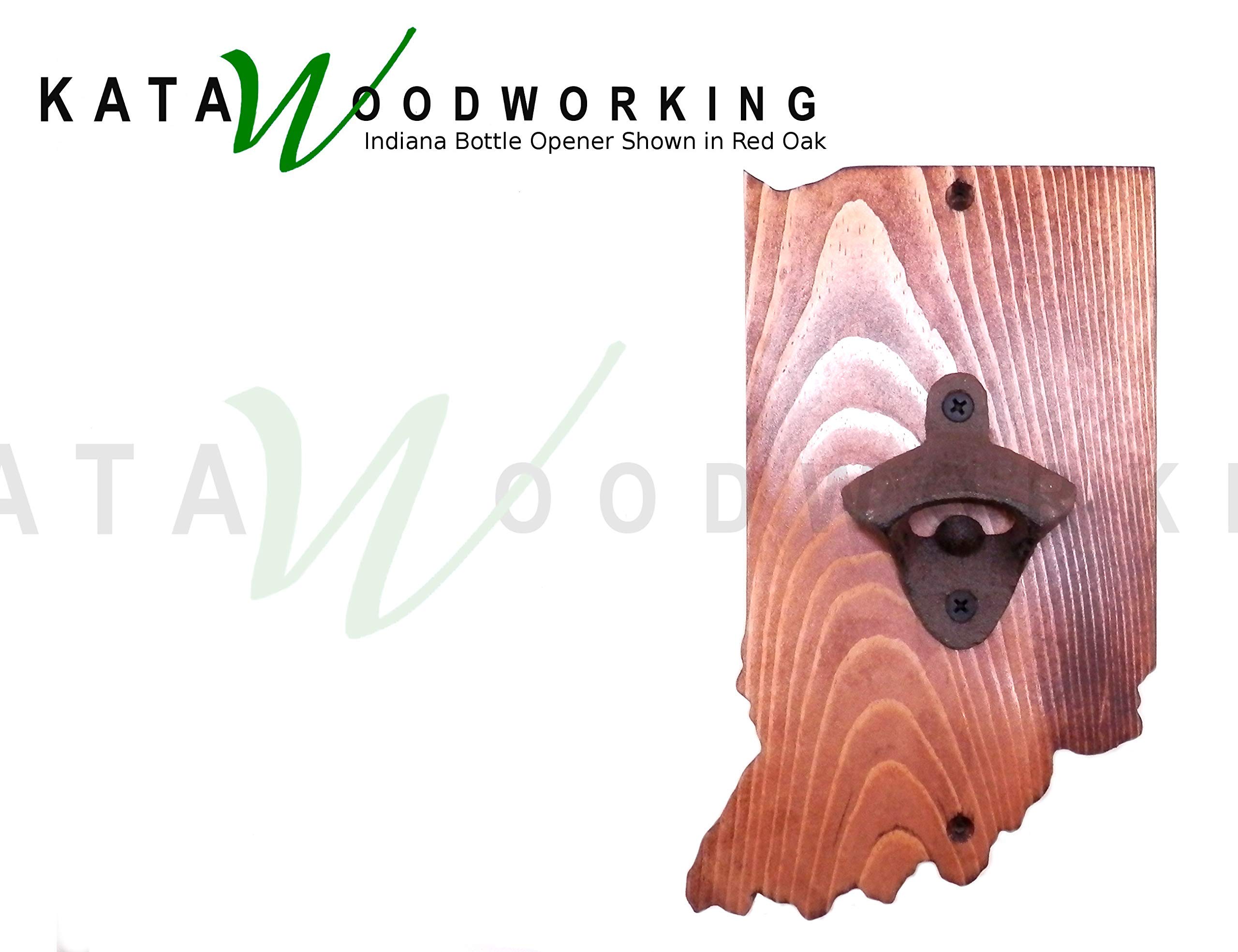 Indiana Bottle Opener for Wall - Wall Mount State Shaped Bareware - Handmade