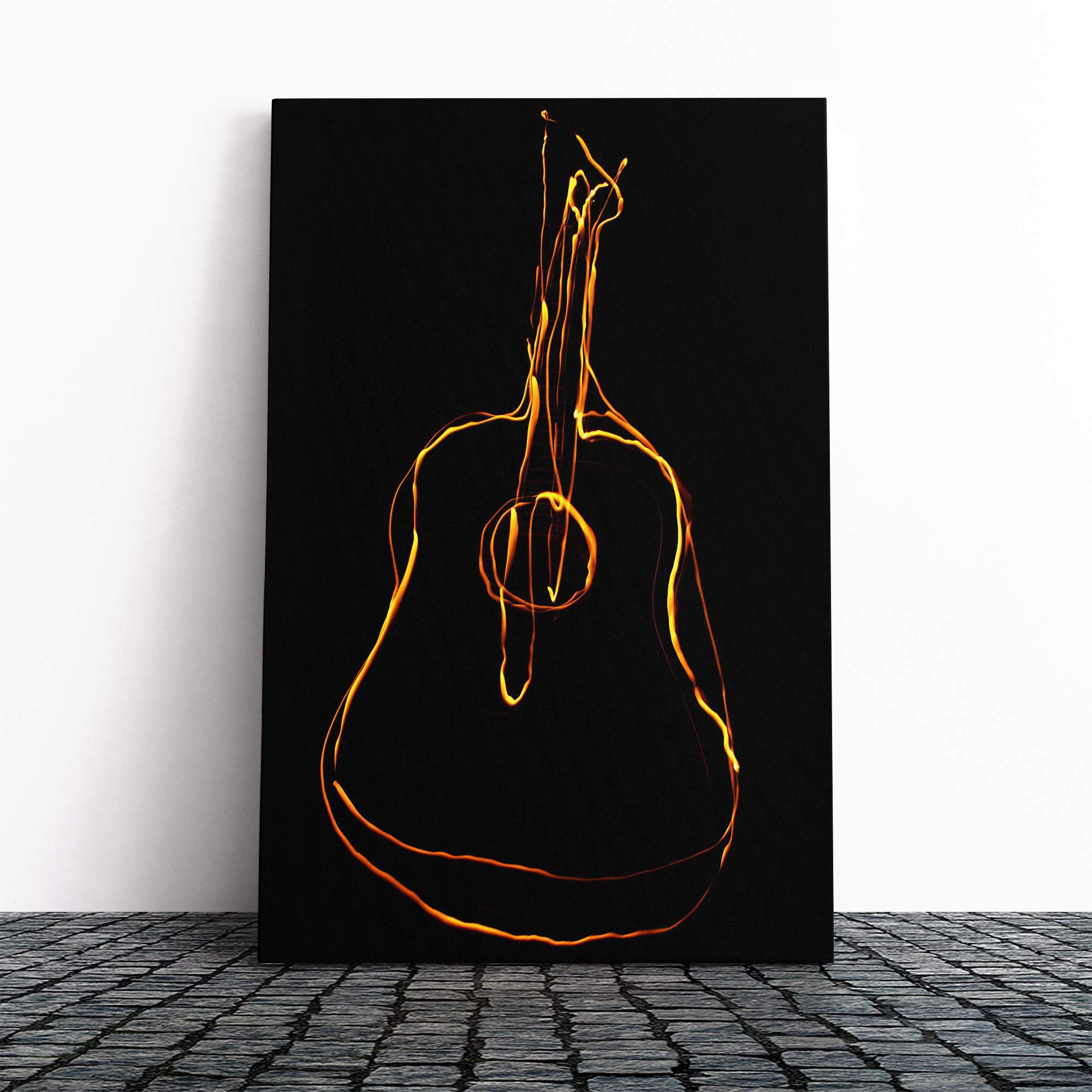 Wall Flame Art Guitar (1) Canvas Print | Gallery Wrapped 30mm Frame Wall Art | 30x20 inches | Ready to Hang | Contemporary Music Picture | Living Room Bedroom Lounge Office