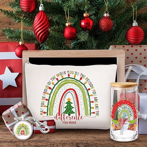 Miniatura 10 de Juego de 3 piezas de regalo de agradecimiento a los empleados para mujeres, regalo de agradecimiento, vasos de vidrio de 16 onzas con tapa, bolsa de