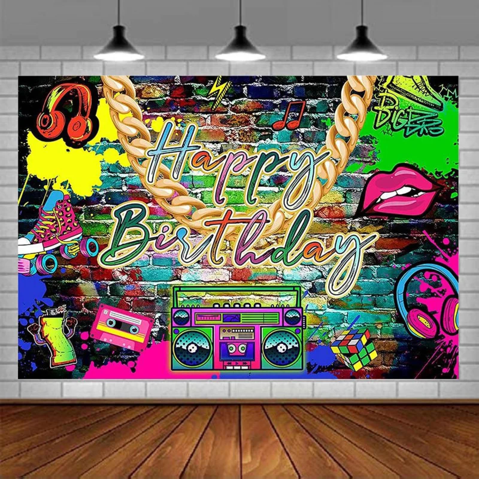 Sfondo fotografico per feste di compleanno Retro Graffiti Wall Backgroud per la decorazione del partito Feste di musica rap