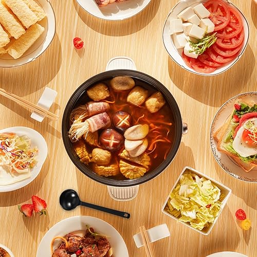 Miniatura 7 de Cuchara de sopa asiática de melamina negra, cucharas japonesas de mango largo, fideos, ramen, wonton, bola de masa de arroz, cuchara Pho a granel