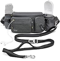 Vista 7 de TUDEQU Cinturón para pasear perros 4 en 1 con cangurera grande, riñonera para perro, correa de correa de perro manos libres para perros grandes que