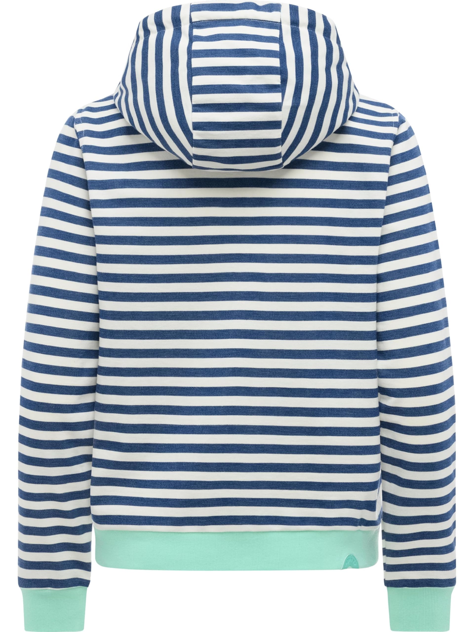 Ragwear Damen Kurze Sweatjacke gestreifter Zipper mit Verstellbarer Kapuze und süßer Stickerei Parya Stripes XS-XXL