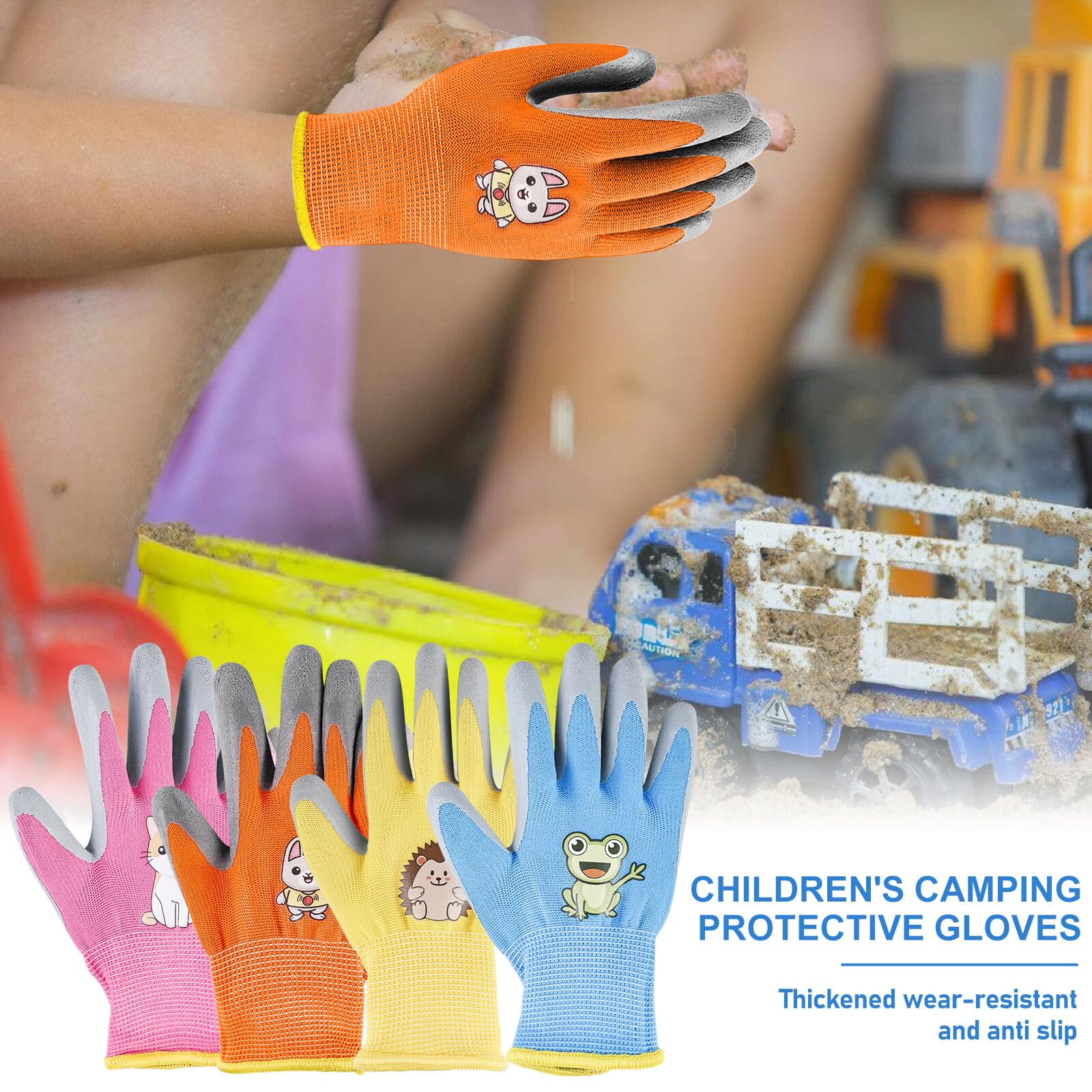 Guanti Da Giardinaggio PACIFIC Per Bambini 3-6 Anni - 3 Paia, Rivestimento Gomma, Multicolore, Taglia XXXS - Foto 4