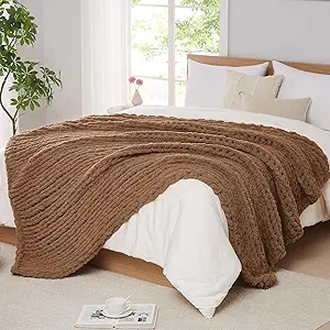 L'AGRATY Chunky Knit Blanket Throw - Soft Chenille Yarn Throw Blanket 40x50: Handmade Thick Cable Knit Crochet Blanke - Large Knit Blanket Chunky Rope Knot Throw Blanket for Couch Sofa Bed Home Decor
