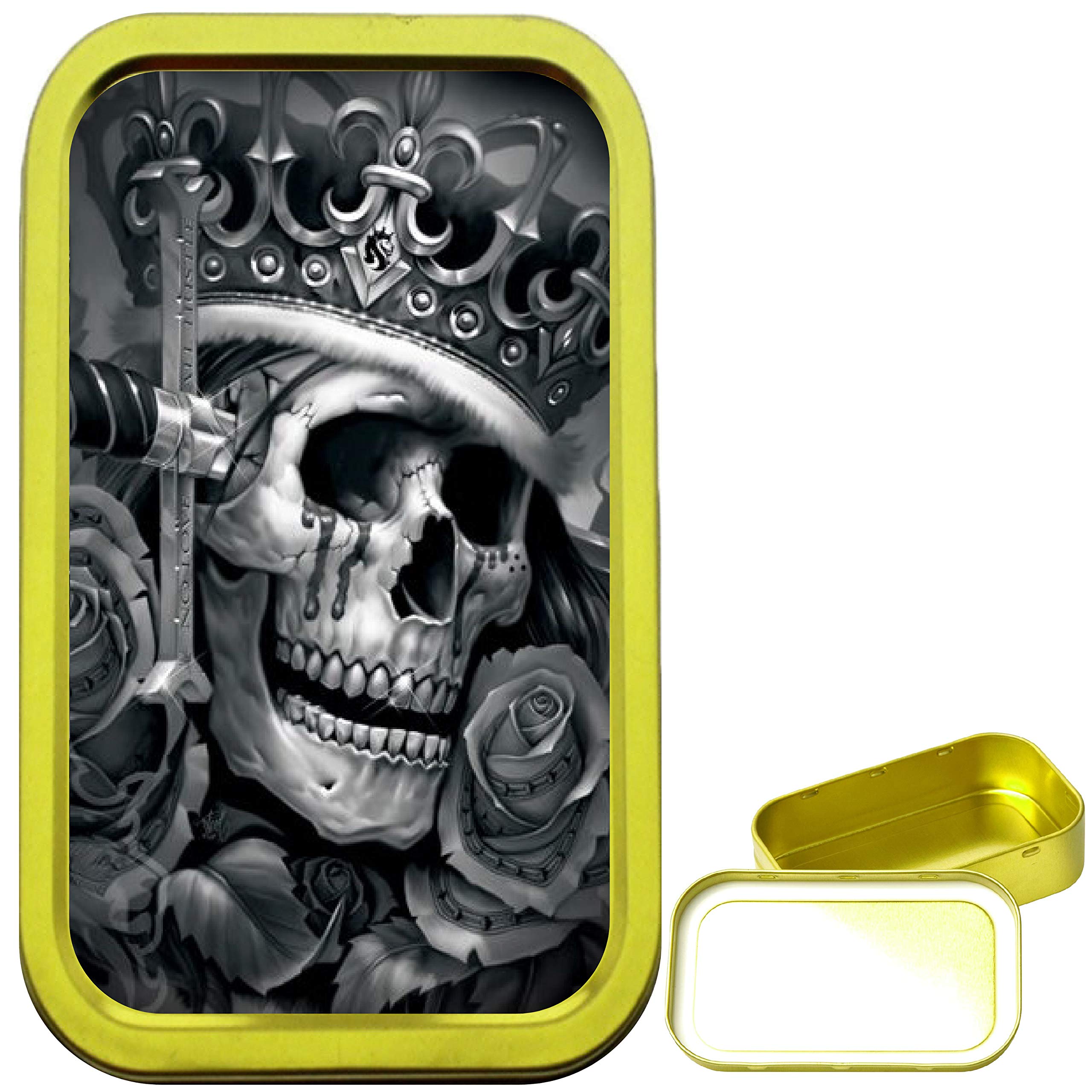Teez Gold Skull King 1Oz Tobacco Tin, Airtight Sealed Tobacco Tin