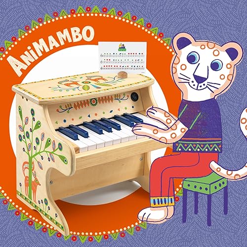 Vista 11 de DJECO Animambo - Sintetizador - Instrumento musical seguro para niños, lindo juguete musical educativo para habilidades motoras, creatividad