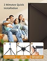 Vista 6 de Projector Screen with Stand 80 inch Indoor Outdoor Projector Screen 16:9, 4K HD PVC Projector Screen with 1.5 Gain, projector screen for Backyard