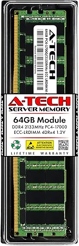 A-Tech Memoria RAM de 64 GB para Dell PowerEdge R730 XL - DDR4 2133MHz PC4-17000 ECC Carga reducida LRDIMM 4DRx4 (4Rx4) 1.2V - Servidor único